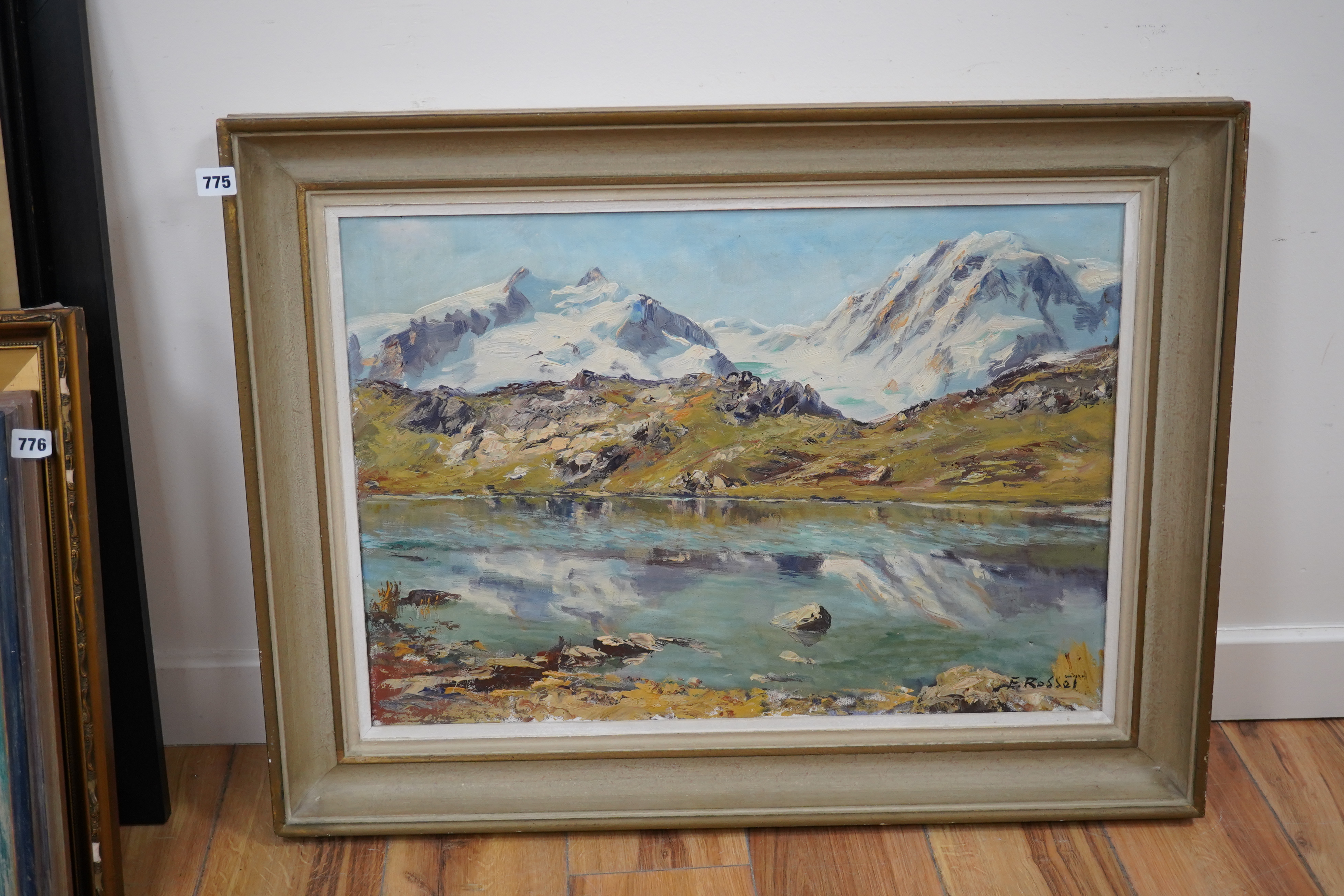 E. Rosset, French impressionist oil on canvas, Swiss Alps, signed, 45 x 65cm. Condition - good